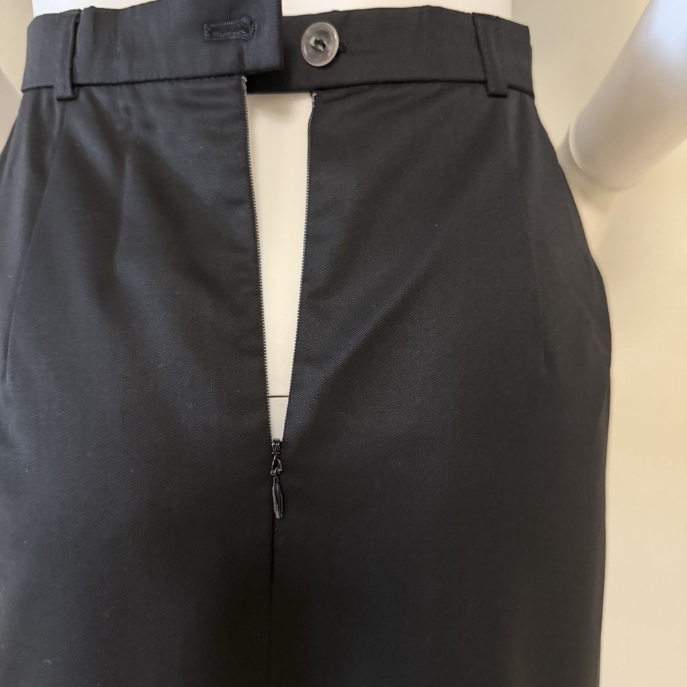 Classic ESCADA Black Pure‎ Wool Midi Pencil Skirt High Rise  with slit size 36 - Picture 8 of 15
